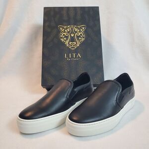Lita By Ciara Icon Shoes Womens Size 38 Slip On Black White Round Toe Low Top